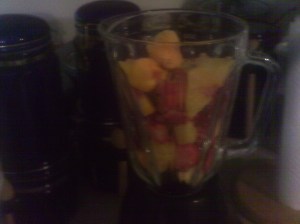 frozen fruit in blender